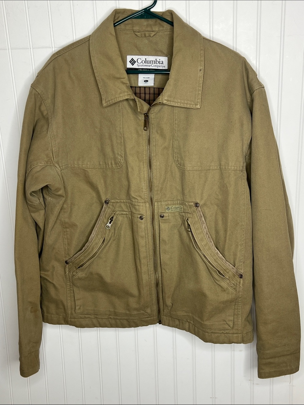Columbia River Lodge Men's Light Brown Canvas Zip Jacket